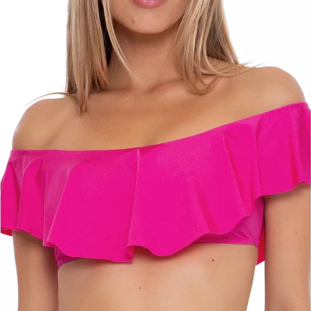 Trina Turk Joplin Jacquard Off Shoulder Bandeau Bikini Top.